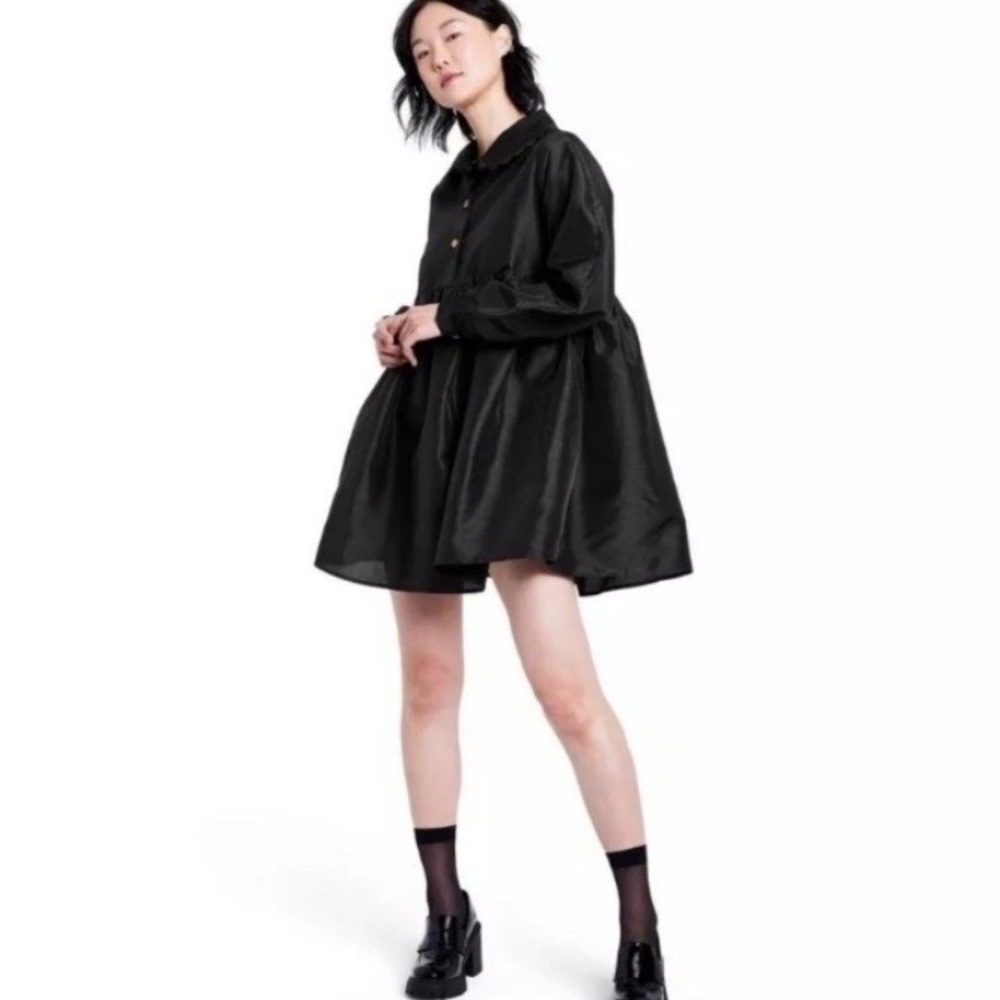 Kika Vargas Mini Dress x Target Size Medium Fit & Flare Black Long Sleeves NWT - Picture 3 of 4